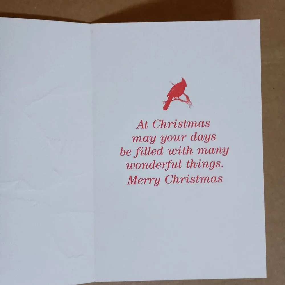 14 vintage Christmas cards with envelopes cardinal on a snow covered pine branch